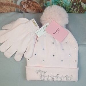 🛝 Juicy Couture Kids Pink Beanie and Gloves Set